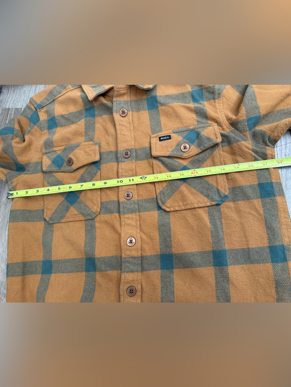 NWT RVCA CPO Flannel Shirt Camel Medium - Picture 7 of 11